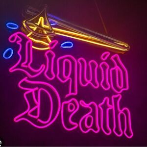 Liquid Death Drip Club Neon Wall Sign - Pink and Yellow & Blue